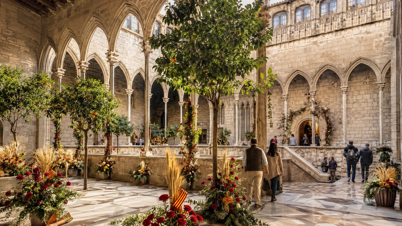 Pati dels Tarongers del Palau de la Generalitat per Sant Jordi